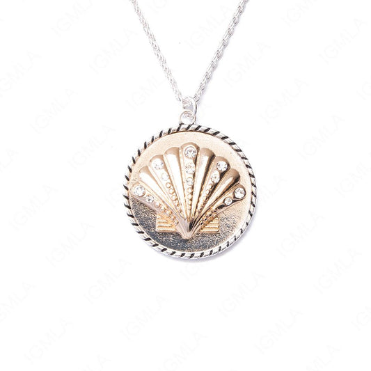 Zinc Alloy Sea Shell W Rhinestone Gold, Silver Plated Round Necklace