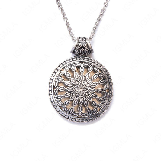 Zinc Alloy Flower Rhodium Plated Round Necklace