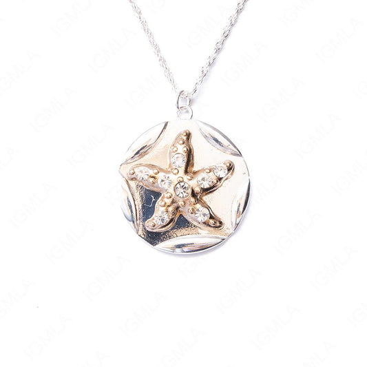 Zinc Alloy Star w Rhinestone Gold, Silver Plated Round Necklace