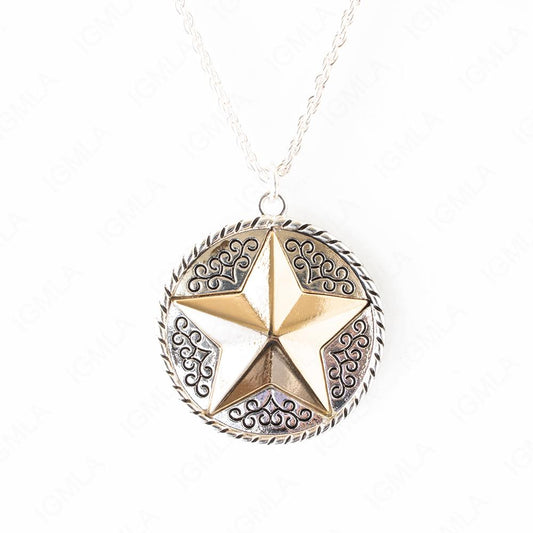 Zinc Alloy Star Gold, Silver Plated Round Necklace