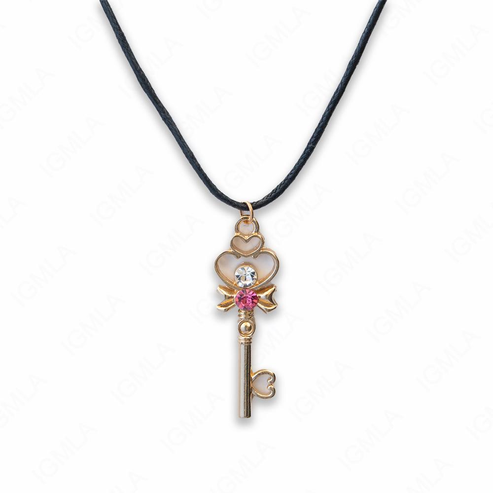 Zinc Alloy Pink, Clear Rhinestone Gold Plated W Black Cord Necklace