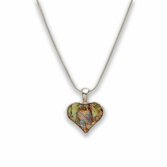 Zinc Alloy Natural Pau Shell Silver Plated Heart Necklace