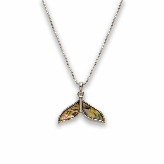 Zinc Alloy Natural Pau Shell Silver Plated Whale Tail Necklace