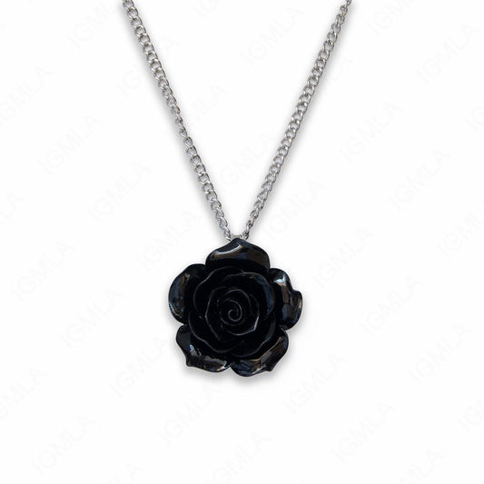 Zinc Alloy Black Rose Flower Flower Necklace