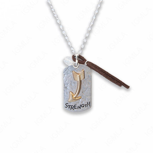 Zinc Alloy Strength Silver with Gold Arrowhead Rectangle Necklace