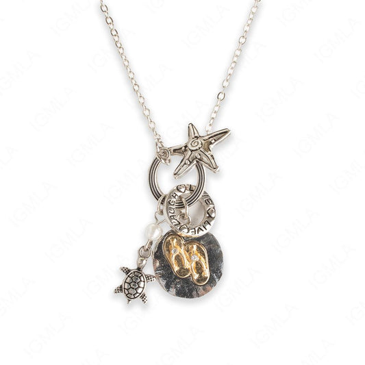 Zinc Alloy Silver Plated Assorted Charm Assorted Charm Necklace