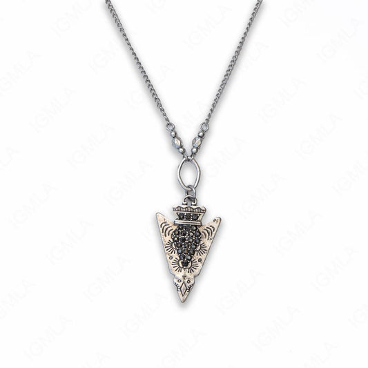 Zinc Alloy Rhinestone Silver Plated Arrowhead Necklace
