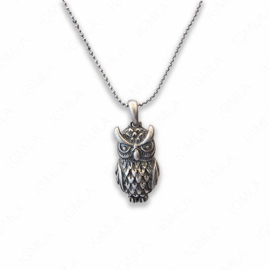 Zinc Alloy Antique Silver Plated OWL Necklace