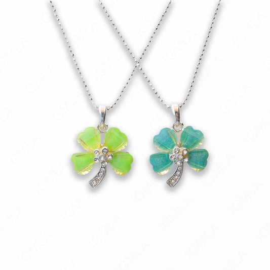 Zinc Alloy Blue, Green Silver Plated Flower Necklace