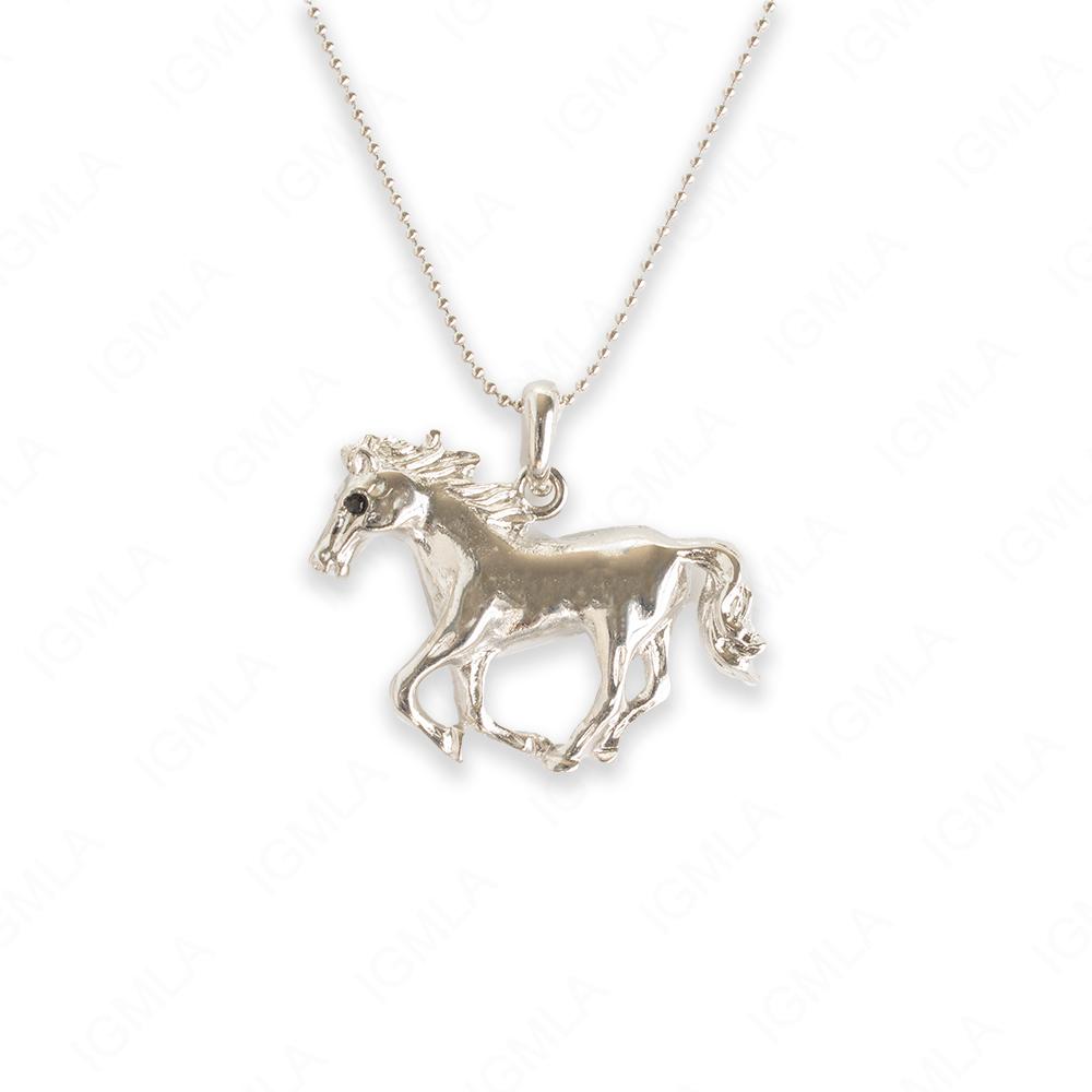 Zinc Alloy Silver Plated Horse Necklace