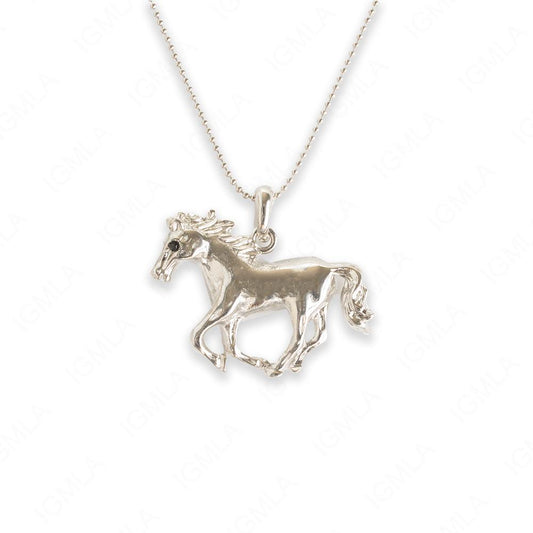 Zinc Alloy Silver Plated Horse Necklace