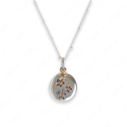 Zinc Alloy Silver Plated with Gold Plated Stars Round Necklace