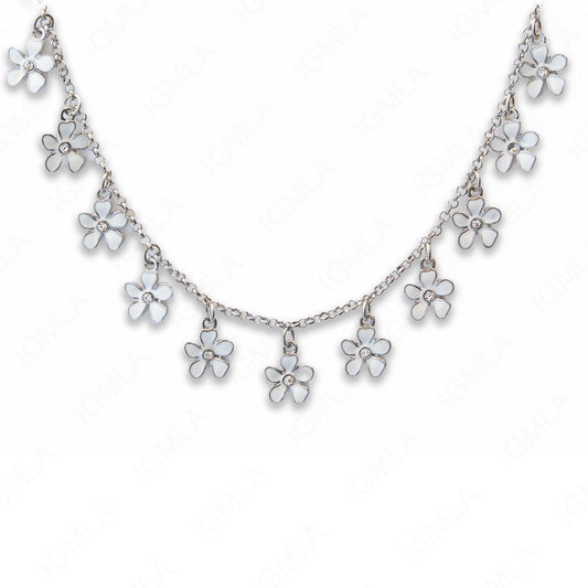 Zinc Alloy Brown Color Rhodium Plated Flower Necklace