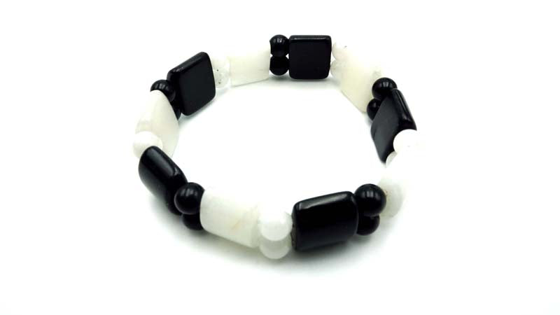Black Jasper/Snow Quartz Natural Tanker Bracelets