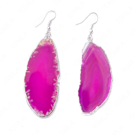 Pink Agate Sp Slice Earrings