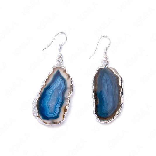 Blue Agate Sp Slice Earrings