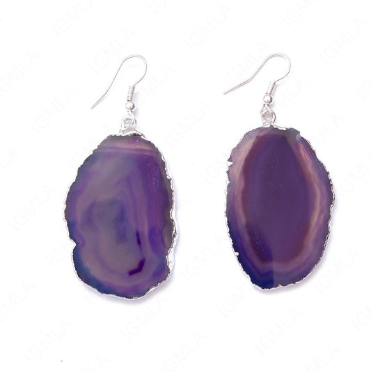 Purple Agate Sp Slice Earrings