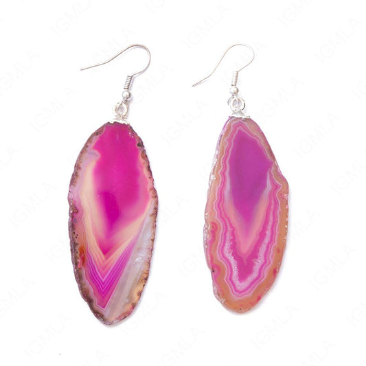 Pink Agate Sp Slice Earrings