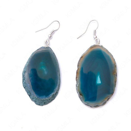 Blue Agate Sp Slice Earrings
