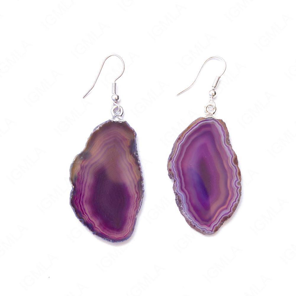 Purple Agate Sp Slice Earrings