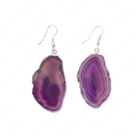 Purple Agate Sp Slice Earrings
