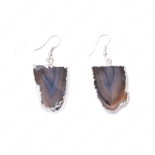 Half Agate Verticle Natural Sp Slice Earrings