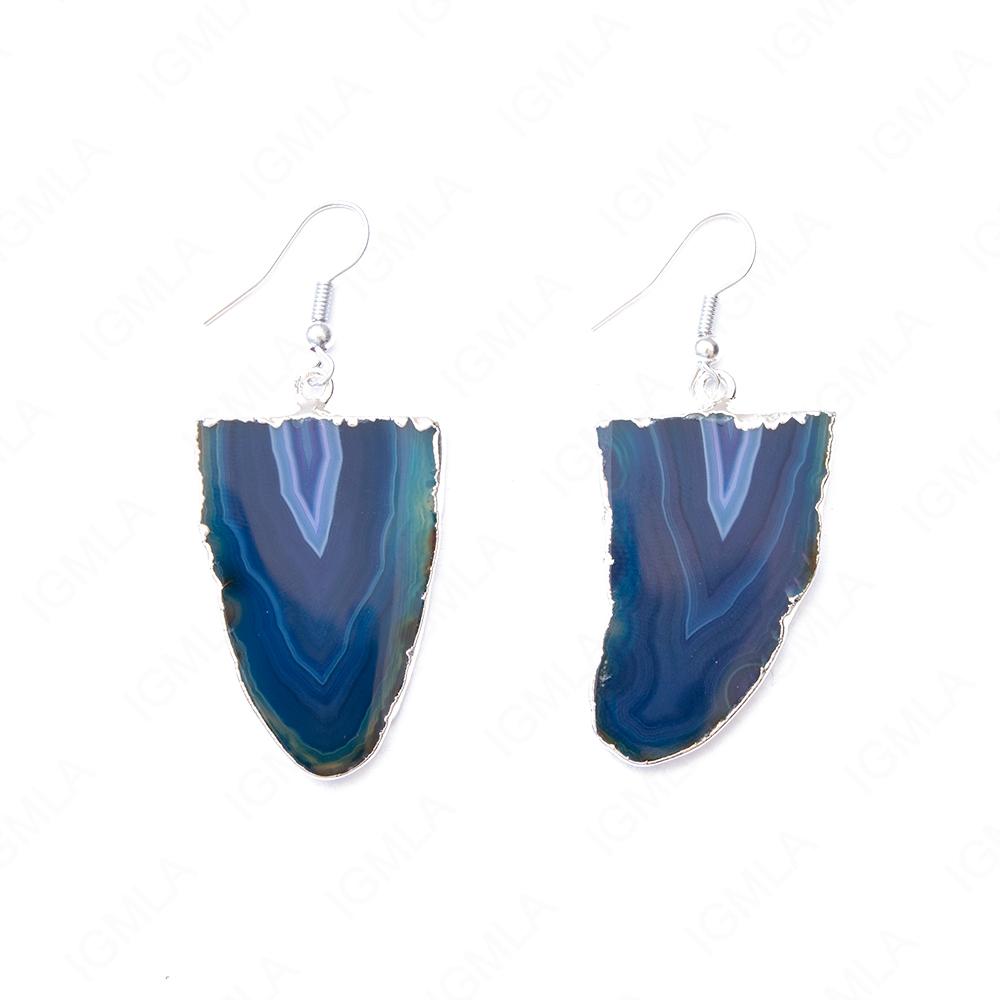 Half Agate Vericle Natural Sp Slice Earrings