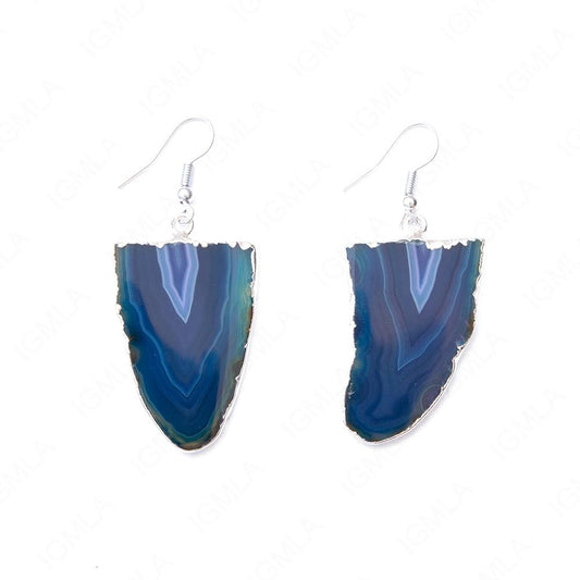 Half Agate Vericle Natural Sp Slice Earrings