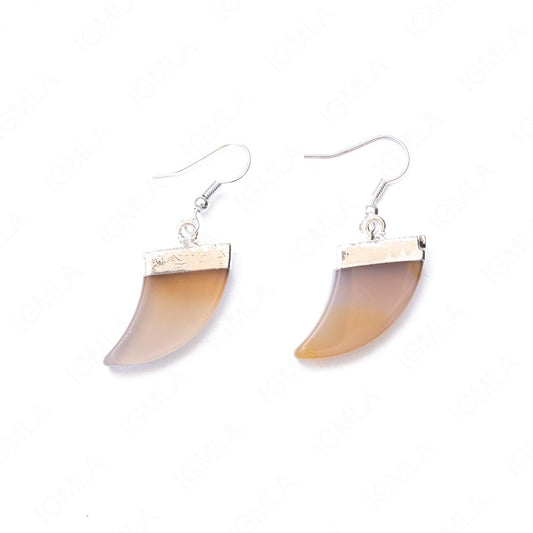 Agate Natural Sp Horn Earrings
