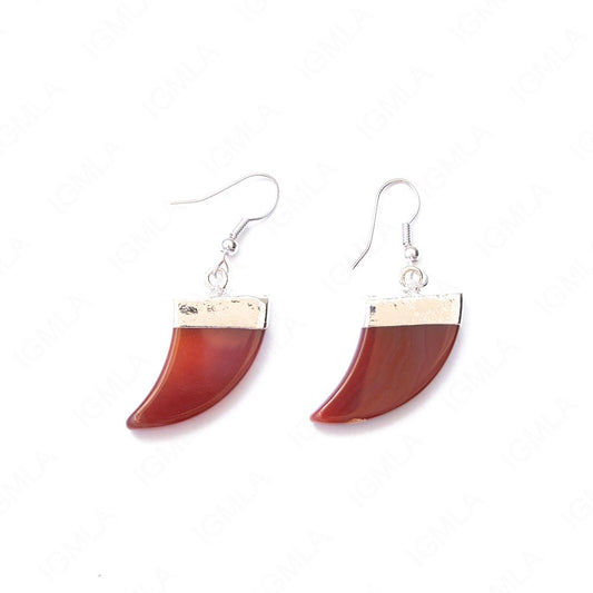 Agate Red Sp Horn Earrings