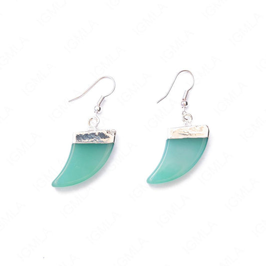 Agate Green Sp Horn Earrings