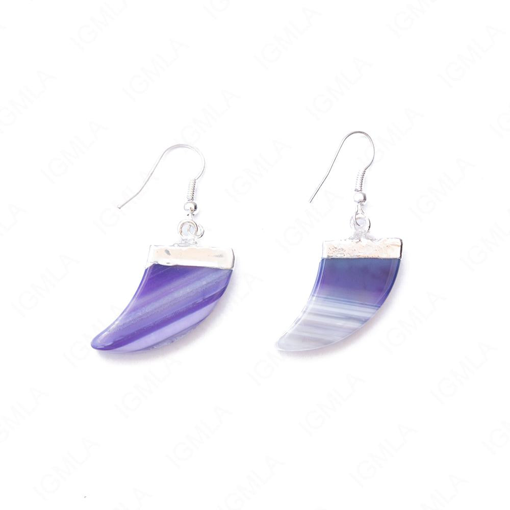 Agate Purple Sp Horn Earrings