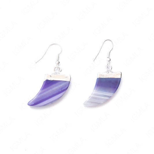 Agate Purple Sp Horn Earrings