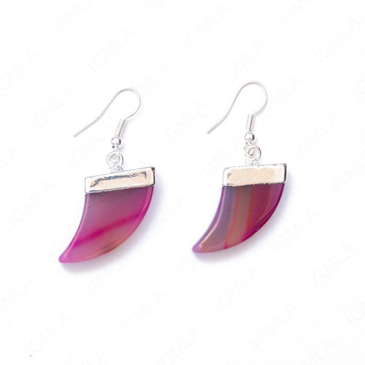 Agate Pink Sp Horn Earrings