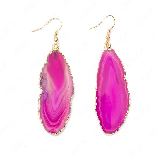 Agate Pink Gp Slice Earrings