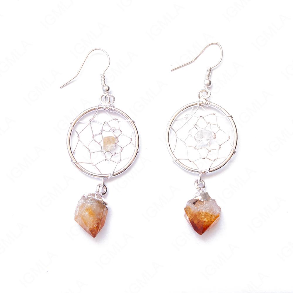 Citrine Web Asstd Sp Single Point Earrings
