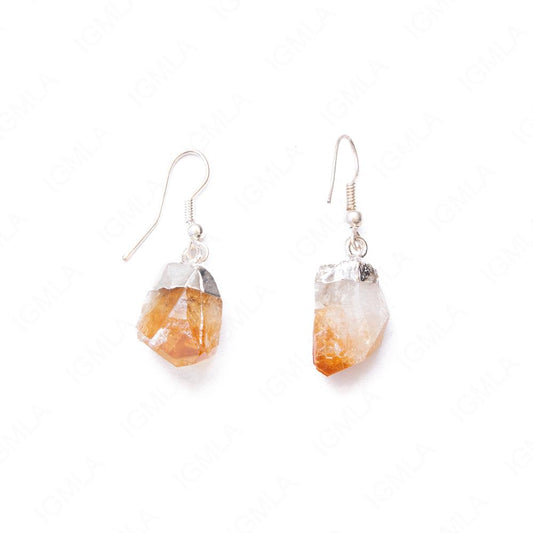 Citrine Sp W/1 Point Earrings