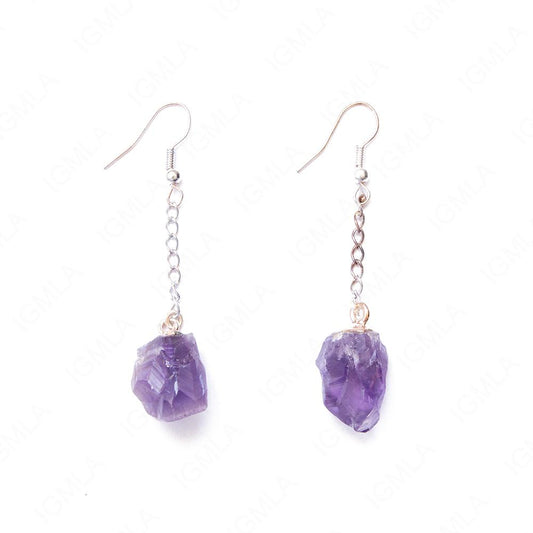 Amethyst Sp Point Tumbled Earrings
