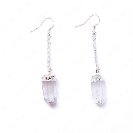 Quartz Sp Single Point Tumbled Earrings