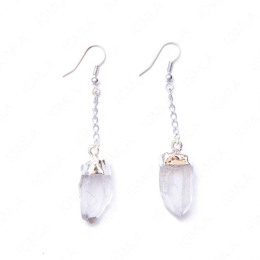 Quartz Sp Point Tumbled Earrings