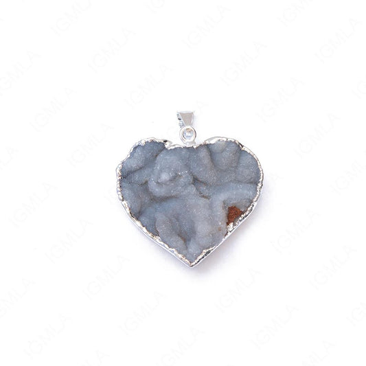 Natural Agate Druze Sp Heart Pendants