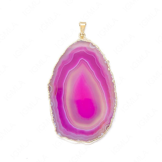 Pink Agate Gp Slice Pendants
