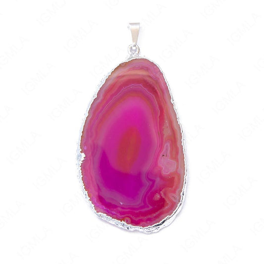 Pink Agate Sp Slice Pendants