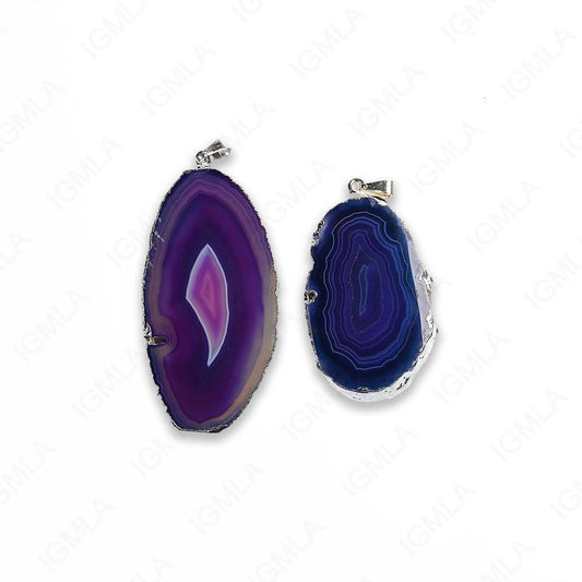 Purple Agate Sp Slice Pendants