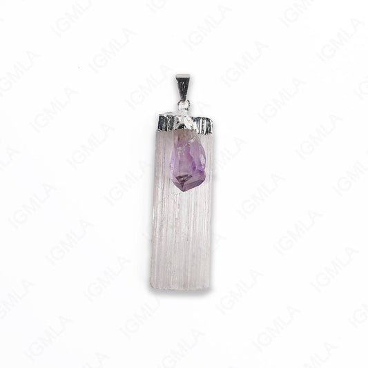 Selenite With Amethyst Sp Pendants