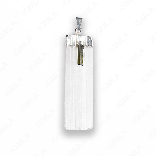 Selenite With Tourmaline Style Sp Pendants