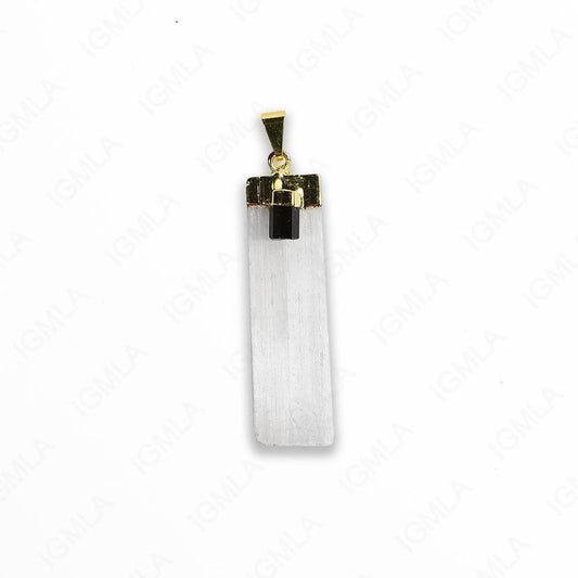 Selenite With Tourmaline Gp Point Pendants