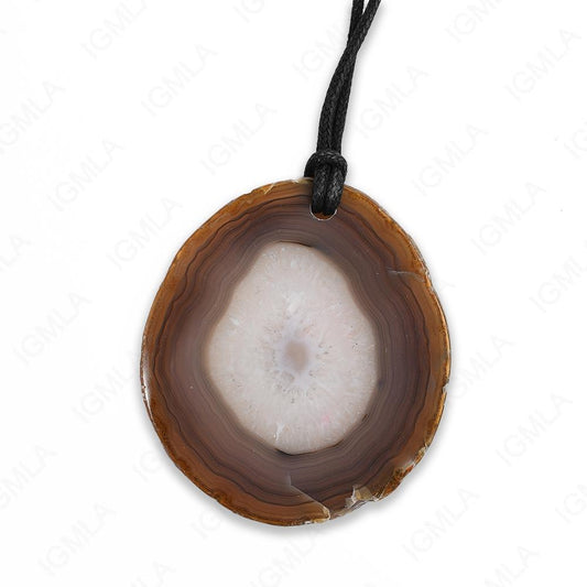 #1 Natural Agate Slice Leather String Necklace
