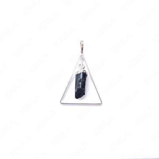 Metal Triangle Pendants With Tourmaline Point