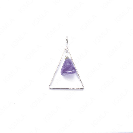Metal Triangle Pendants With Tumbled Amethyst